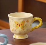 Porcelain Mug 350ml Beautiful Butterflies with Attractive Colors Elegant Design for Tea and Coffee Drinks Suitable for Gifts and Occasions (Yellow) - Image 5