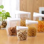 eneric Easy Look Acrylic Food Storage Containers, Clear with White Lids, 5-Piece Set, Airtight Kitchen Canisters for Legumes, Spices, Dry Food .sew - Image 2