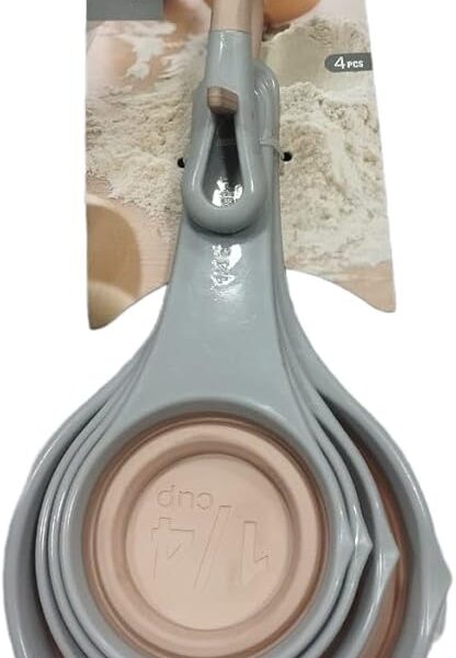 Silicone Measuring Cups, 4 Pieces, Grey and Simon