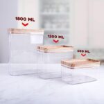 Acrylic Containers Kit Contain Three Different Sizes With Sealed Airtight Lid Ideal To Keep Legumes Fresh And Practical For Kitchen Set Of 3 Pieces Transparent Beige - Image 6