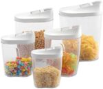 eneric Easy Look Acrylic Food Storage Containers, Clear with White Lids, 5-Piece Set, Airtight Kitchen Canisters for Legumes, Spices, Dry Food .sew
