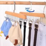 See Ever 1 pcs Wooden Hangers for Wooden Belt Hanger for Tie 8 Hooks Adjustable Closet Hangers Lingerie Belt Scarf Tie Storage Racks Foldable Hooks Wood Hanger Wardrobe Organizers for Men Women (1) - Image 2