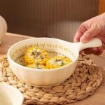 Generic Porcelain Frying Pan with Handle, Yellow, Oven and Microwave Safe, 16cm .