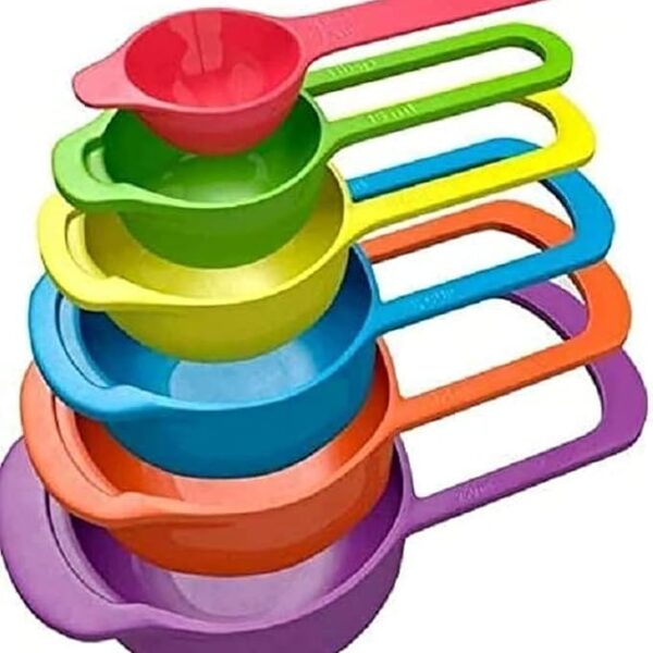 Plastic 6 pcs measuring spoon cup set with different capacity