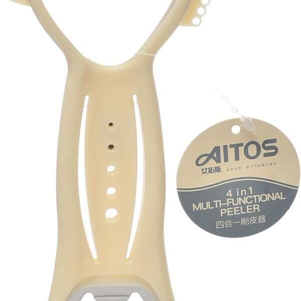 wAITOS 2-in-1 Vegetable Peeler and Bottle Opener with Durable Plastic Handle, Multi-Purpose Kitchen Tool for Convenience Beige&Blue