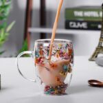 ⁦Double Wall Clear Glass Coffee Mugs for Cappuccino, Tea, Espresso, Latte, Hot Drinks, Birthday Gifts for Women, Flower Glass Mug⁩ - الصورة ⁦3⁩