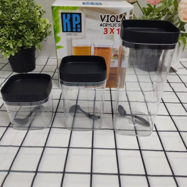 3pcs acrylic Cereal and legumes jar set different sizes