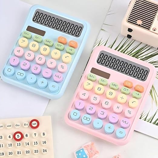 Calculator - Enjoy smooth calculations with this large 12-digit calculator featuring a 5" LCD display and large buttons, designed for easy use at home or school