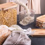 Acrylic Containers Kit Contain Three Different Sizes With Sealed Airtight Lid Ideal To Keep Legumes Fresh And Practical For Kitchen Set Of 3 Pieces Transparent Beige - Image 3