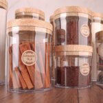 Acrylic Condiment Canisters Set Clear Condiment Containers with Lids Elegant Wooden Colors Containers for Preserving and Storing Legumes, Condiments, Spices, Herbs, Tea, Coffee - Image 2