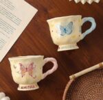 Porcelain Mug 350ml Beautiful Butterflies with Attractive Colors Elegant Design for Tea and Coffee Drinks Suitable for Gifts and Occasions (Yellow) - Image 2