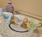 Porcelain Mug 350ml Beautiful Butterflies with Attractive Colors Elegant Design for Tea and Coffee Drinks Suitable for Gifts and Occasions (Yellow)