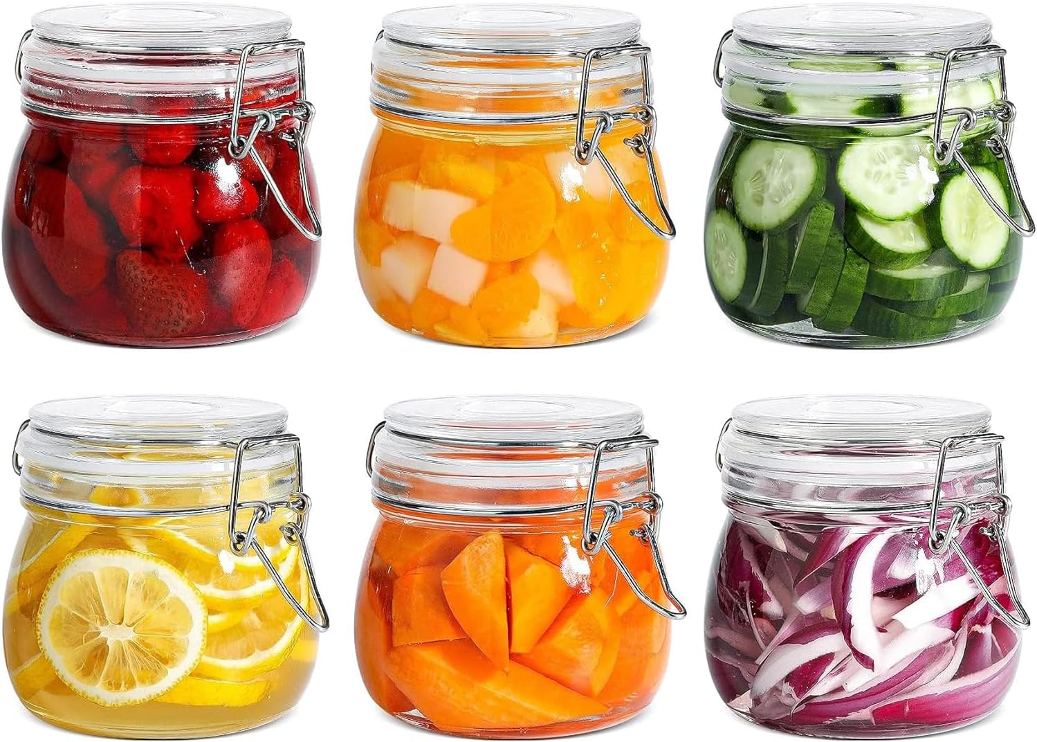 811E467fuFL._AC_SL1500_ U Chef Airtight Glass Jars with Clear Preservation Seal Lid (500ML) - Image 1