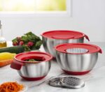 Generic Stainless Steel Dough Mixer with Grater, Silicone Lid and Base, 22cm