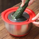 Generic Stainless Steel Dough Mixer with Grater, Silicone Lid and Base, 22cm - Image 2