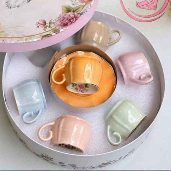 Generic Classic Porcelain Coffee Set, 6 Cups and 6 Plates, Elegant Serving Set