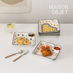 Generic Porcelain Serving Tray, Divided Square Plate for Serving and Sauces, - Image 2