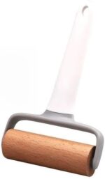 Wooden Rolling Pin with Handle, 20 cm Length, White and Blue Kitchen Tool for Dough and Pastries, Effortless Dough Rolling for Baking