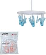 Indoor Modern Round Laundry Drying Rack Turquoise White Abstract Design Contemporary Wall Decor - Image 4