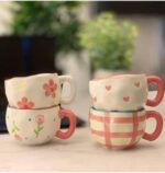 ⁦Porcelain Mug Multi Shapes and Colors Stylish Art Touch" Porcelain Mug Porcelain Cups Porcelain Tea Cups Porcelain Coffee Mug Fancy Cups Colorful Ceramic Cups Decorative Mugs Elegant Mugs⁩ - الصورة ⁦2⁩