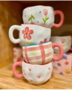 ⁦Porcelain Mug Multi Shapes and Colors Stylish Art Touch" Porcelain Mug Porcelain Cups Porcelain Tea Cups Porcelain Coffee Mug Fancy Cups Colorful Ceramic Cups Decorative Mugs Elegant Mugs⁩ - الصورة ⁦3⁩