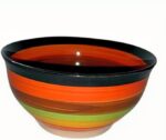 Adorable Ceramic Noodle Bowl, 250 ml, Serving rice, salad, Soup, dessert, fruits and ice cream, porcelain Bowl microwave and dishwasher safe, hot resistant Pattern, 12 cm, Multicoloured Striped - Image 3