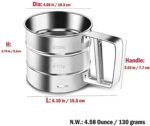 ⁦Portal Stainless Steel Flour Sieve, Manual Hand Sieve, Fine Mesh Sieve, Sifting Flour and Icing Sugar with Handle Flour Shaker - Flour Sifter Hand Held - Bake & Decorate Cakes, Pies(Silver)⁩ - الصورة ⁦3⁩