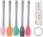 Silicone kitchen tools-a set of 5 pieces of flat silicone mini spoons, spatulas, scraper, and oil brush with plastic handle for cooking and baking - Image 4