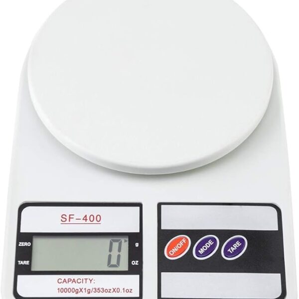 Portal High Accuracy Digital Kitchen Scale 10 Kg - White Electronic Weight Scale - Portable Kitchen Food LCD Display Scales