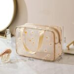 Generic Floral Pattern Travel Toiletry Bag Set, 2 Pieces, Beige - Image 2