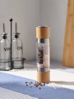⁦Generic 2-in-1 Acrylic & Wood Pepper Mill, Dual Chamber Salt and Pepper Grinder⁩ - الصورة ⁦4⁩
