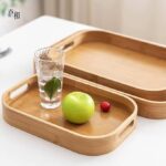 Next Store Natural Bamboo Wooden Oval Shape Kitchen Serving Tray Set 3 Pieces With Wooden Handle - Image 2