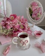 Generic Porcelain Mug with Bow, Heat-Resistant Ceramic Cup with Pink Bow Decoration . - Image 2