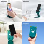 Cute Phone Stand for Desk, Foldable Cell Phone Holder for Desk Adjustable Animal Desk Phone Stand Silicone Protection Compatible with All Mobile Phone, iPad. Desk Accessories (Green&Yellow&black Bear) - Image 3
