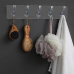 Adhesive Wall Hanger Hooks for Hanging Clothes Strong Self Adhesive Magic Sticker Home Kitchen Bathroom Bedroom Door Organizers Accessories Items (TRANSPARENT-6-HOOK-HANGER) - Image 5