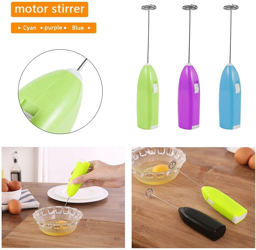 618ROpuH49L._AC_ Mini Coffee Whisk, Electric Mixer, Hand Whisk, Kitchen Egg Beater, Milk Frother for Coffee, Battery Operated 2 Pieces Multicolor - Image 1