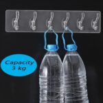 Adhesive Wall Hanger Hooks for Hanging Clothes Strong Self Adhesive Magic Sticker Home Kitchen Bathroom Bedroom Door Organizers Accessories Items (TRANSPARENT-6-HOOK-HANGER) - Image 2