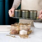 Acrylic Spice Jars, Spice Box with Lids and Spatula, Tray, Clear Plastic Condiment Cans, Kitchen Seasoning Box Set to Store Salt, Sweet Pepper, Sugar (3 Multicolored Pieces) - Image 4