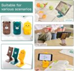 Cute Phone Stand for Desk, Foldable Cell Phone Holder for Desk Adjustable Animal Desk Phone Stand Silicone Protection Compatible with All Mobile Phone, iPad. Desk Accessories (Green&Yellow&black Bear) - Image 2