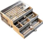 Yabely Acrylic Jewelry Organizer Clear Jewelry Box with 3 Drawers, Velvet Stackable Jewelry Box, Multifunctional Jewelry Box for Earrings, Rings, Necklaces, Watches, etc, Gift for Women (Grey) - Image 2