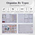 ewelry Drawer Organizer, Jewelry Organizers for Drawer Inserts Velvet Stackable Jewelry Tray Organizers Earring Necklace Organizer Trays and Storage for Women, Grey - Image 2