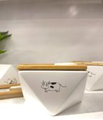 Microwave Safe Butter Dish - High‑gloss porcelain butter container with a bamboo‑wood lid, includes a stainless steel butter knife, dishwasher and freezer compatible, imported craftsmanship.