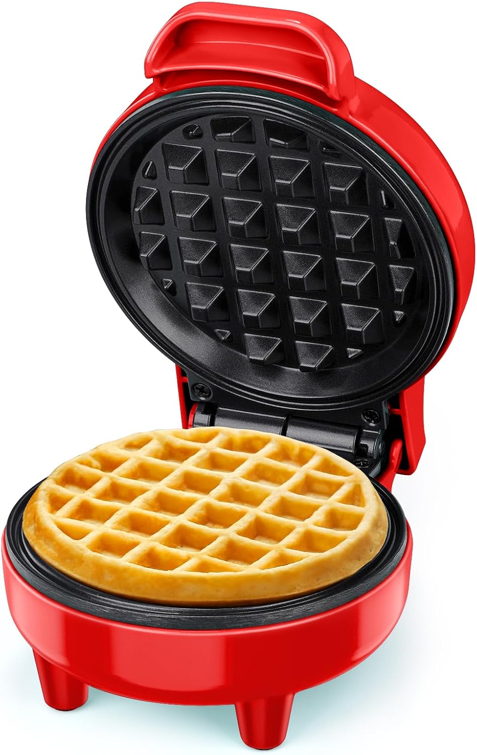 71iMjfYXSiL._AC_SL1500_ SNAILAR Mini Waffle Maker Belgian Waffle Maker Small Classic Waffle Maker for Children's Birthdays, Family Parties, Easter or Christmas, Cute and Compact Design, 350 Watts, Red - Image 1