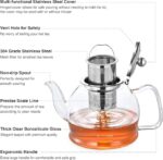 High Borosilicate Heat-Resistant Glass Tea Pot Kettle with Color Glass Handle, food-grade stainless steel infuser. Filter Liner And Cover. Stainless Steel Strainer for Loose Tea. For 4-6 cups (400ml) - Image 2