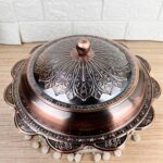 Copper Kabsa Tray with Lid - A large copper kabsa tray with a diameter of 42 cm, perfect for gatherings and hospitality. Made of strong, durable, and heat-resistant copper. - Image 2