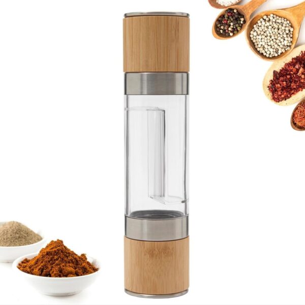 Generic 2-in-1 Acrylic & Wood Pepper Mill, Dual Chamber Salt and Pepper Grinder