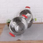 ⁦Stainless Steel Colander Rice Washing Bowl Basket Rice Sieve Colander Kitchen Strainer Drainer Set with Handle (3 PCS Set)⁩ - الصورة ⁦2⁩