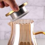 Generic Crystal Set, 6 Cups with Serving Tray, Amber Glass, 8-Piece - Image 3