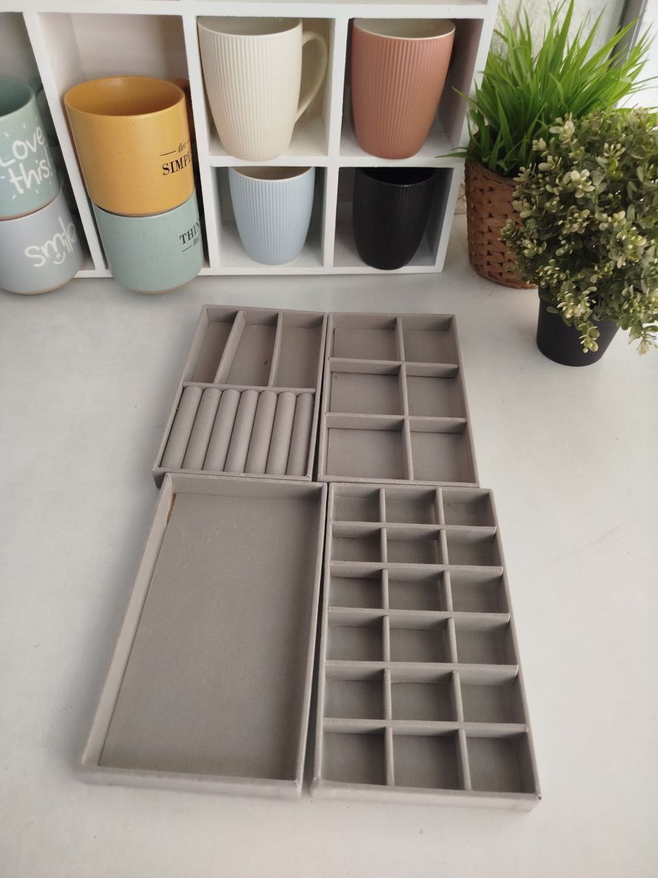 photo_5803330476184816778_y ewelry Drawer Organizer, Jewelry Organizers for Drawer Inserts Velvet Stackable Jewelry Tray Organizers Earring Necklace Organizer Trays and Storage for Women, Grey - Image 1