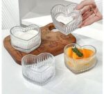 Generic Heart-Shaped Glass Bowls Set, Clear with Gold Rim, for Nuts and Desserts, 6 Pack, .Ar - Image 3